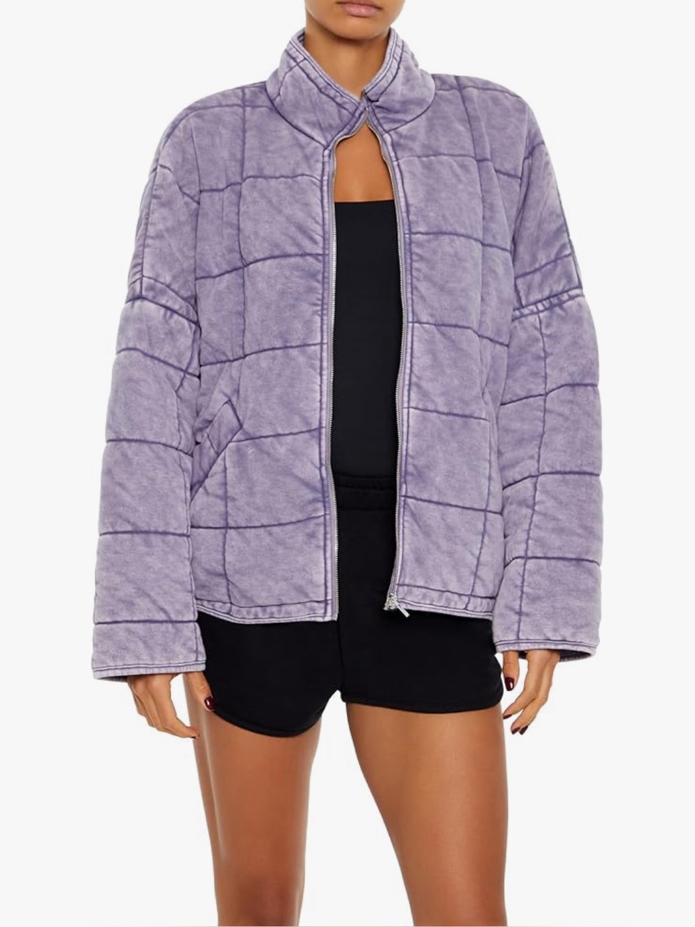 Forever 21 Oversized Quilted Zip-Up Jacket/Coat XL